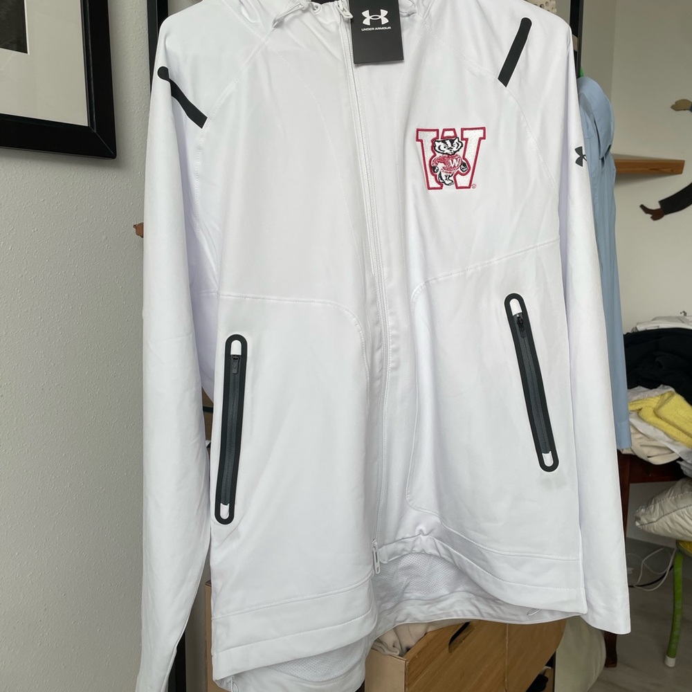 Under Armour White Performance Hoodie Jacket with Black Accents